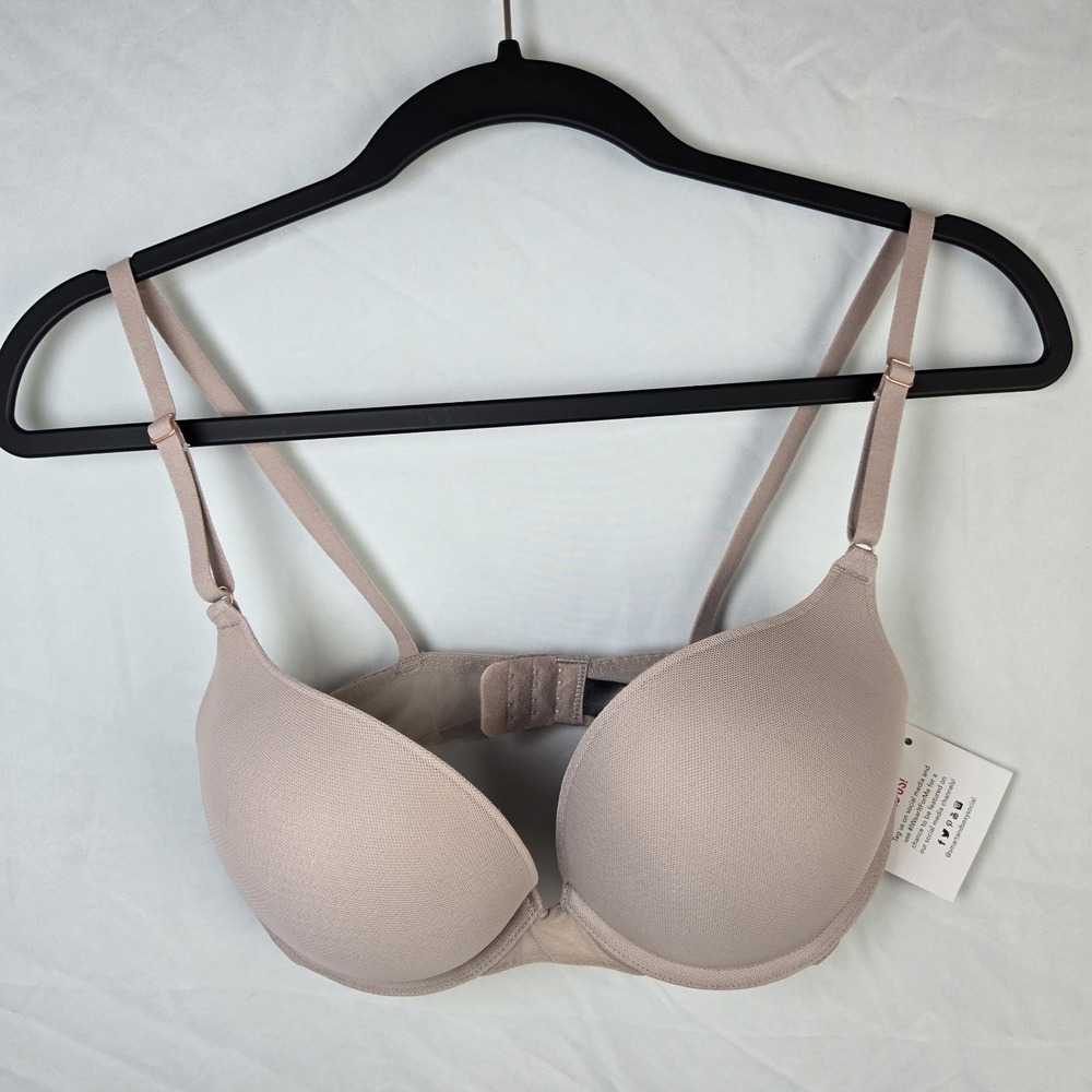 Smart & Sexy Bra Womens 34C Taupe Underwired Push Up Max Cleavage Plunge SA276‎